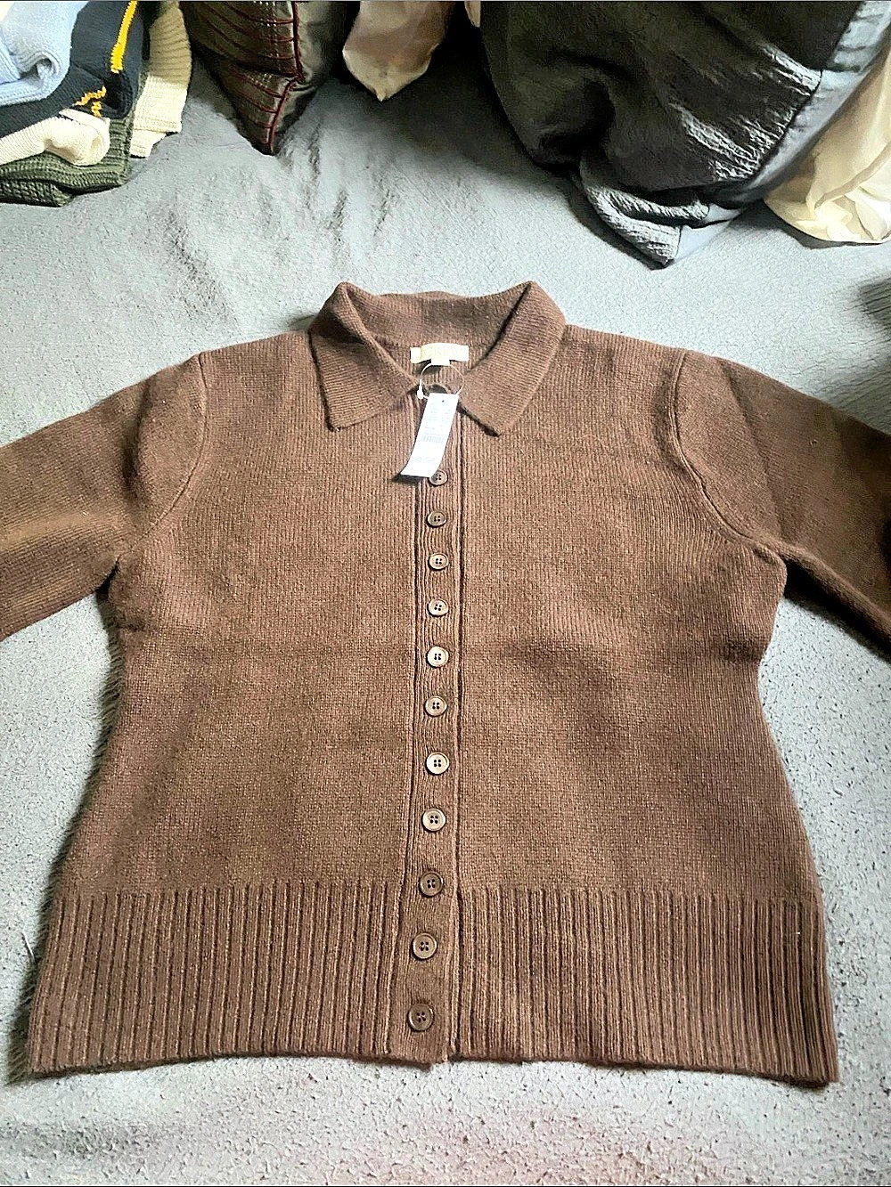 J.Crew Milano-Stitch Cinched-Waist Cardigan Brown Large